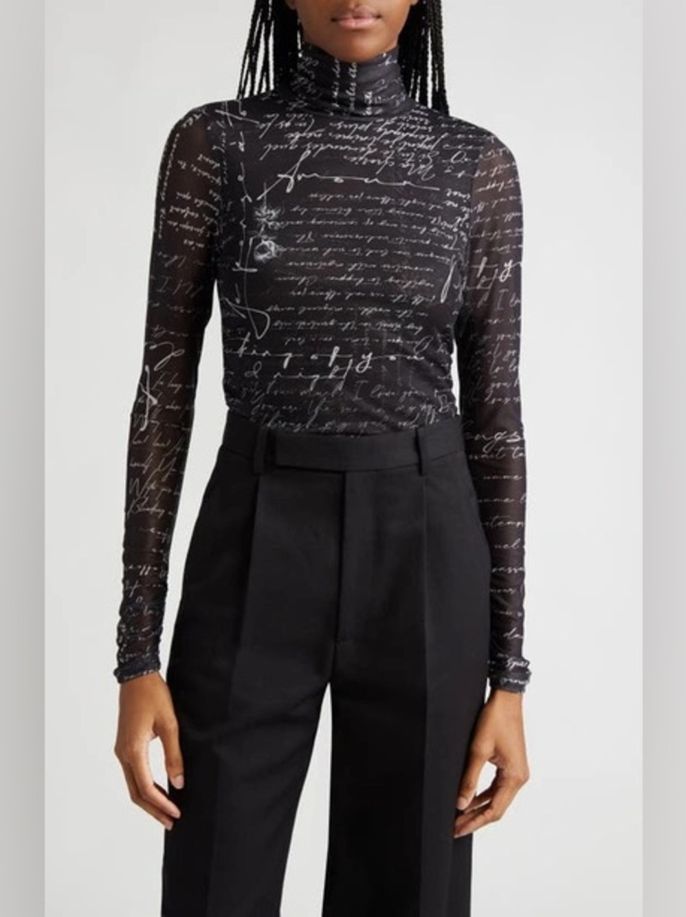 Cinq à Sept‎ Lucy Top in black with a white script "Love Letter Small